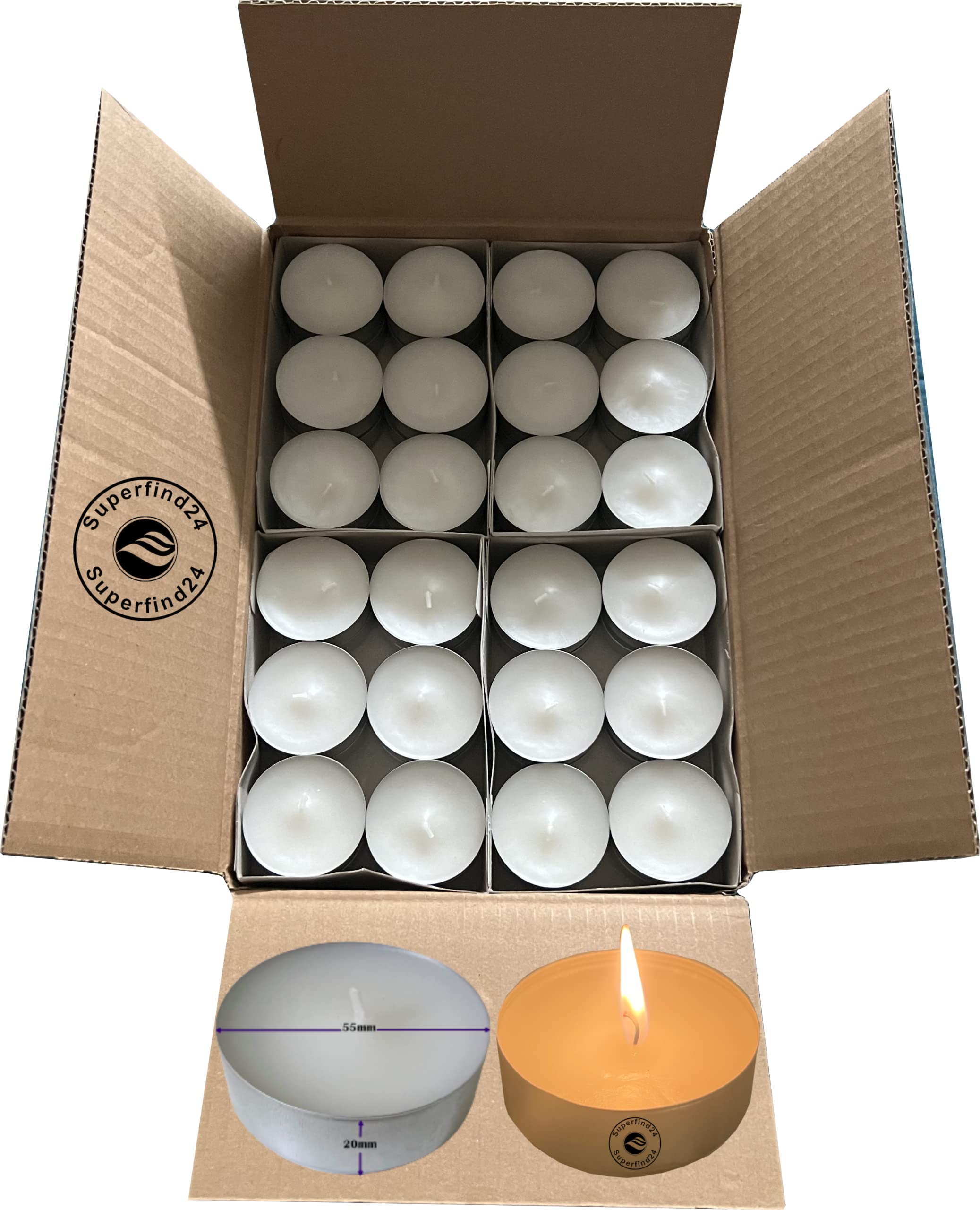 Teelichter Groß 96 Stück XXL Jumbo Maxi licht Kerzen, für Duftlampen, Stövchen, Duft frei, Brenndauer 8 Std. ca. 90 Watt Deutscher Hersteller.