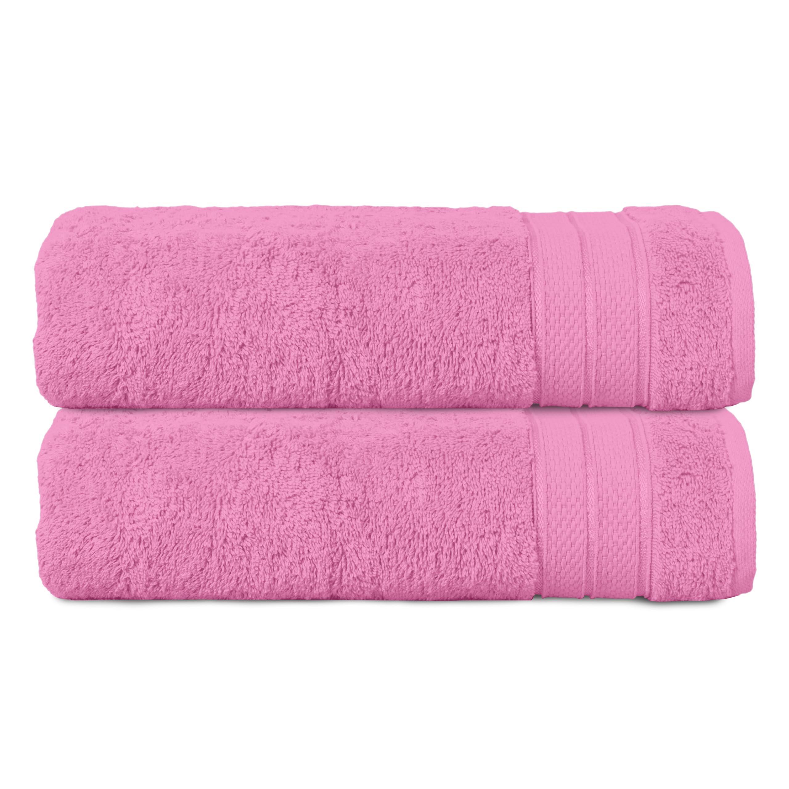 Elegant Comfort Three Line Popcorn Towel Set for Bathroom 27 x 54 inches, Premium Hotel Quality 2-Pack Bath Towels, 100% Turkish Cotton, Soft and Durable, Quick Dry and Highly Absorbent, Light Pink