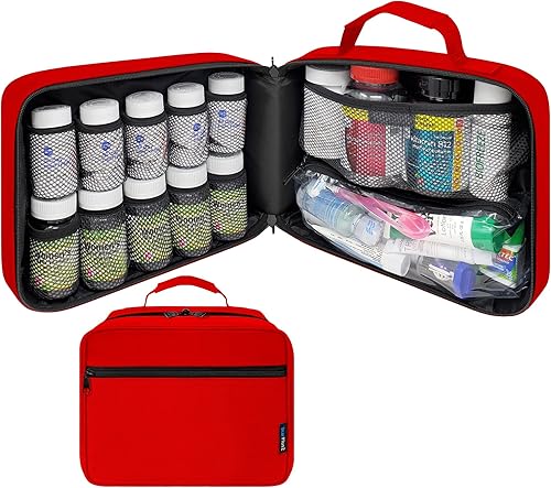 StarPlus2 Padded Pill Bottle Organizer, Medicine Bag, Case, Carrier for Medications, Vitamins, and Medical Supplies - for Home Storage and Travel