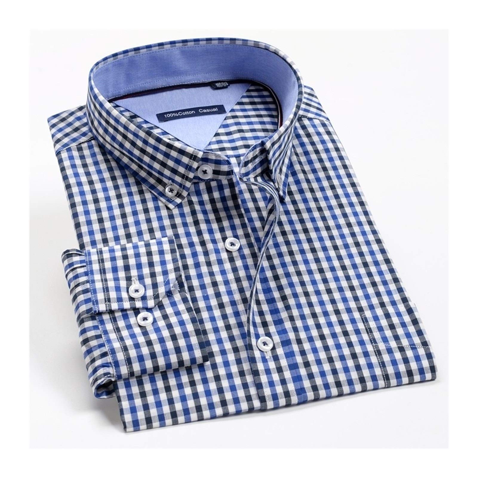 Chemise manches longues homme 12XL en coton doux tissage plaid traditionnel