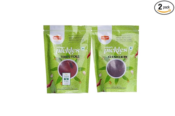 Vellanki Foods Pickles Ginger Pickle(250gms),Tomato Pickle(250gms) Combo Pack of 2