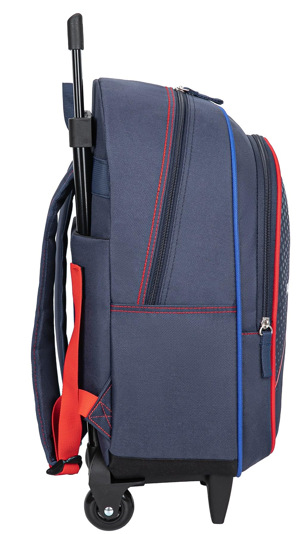 PSG Paris Saint-Germain - Mochila escolar con ruedas para niño | Colección Oficial PSG, Trolley Extensible, Ruedas Integradas, Correas Acolchadas, Azul Marino y Rojo