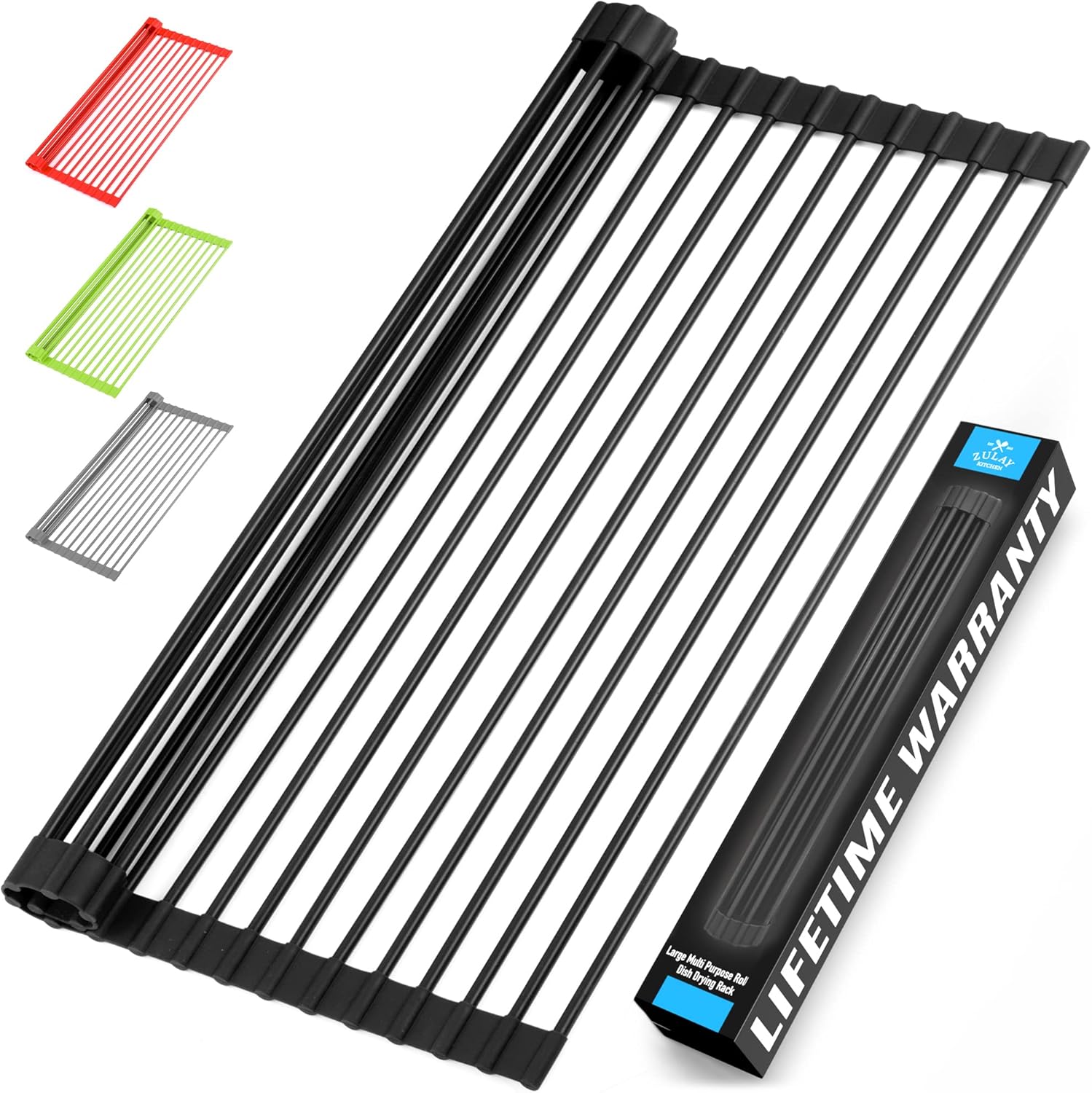 Zulay Kitchen Large Roll Up Dish Drying Rack Heavy Duty Silicone