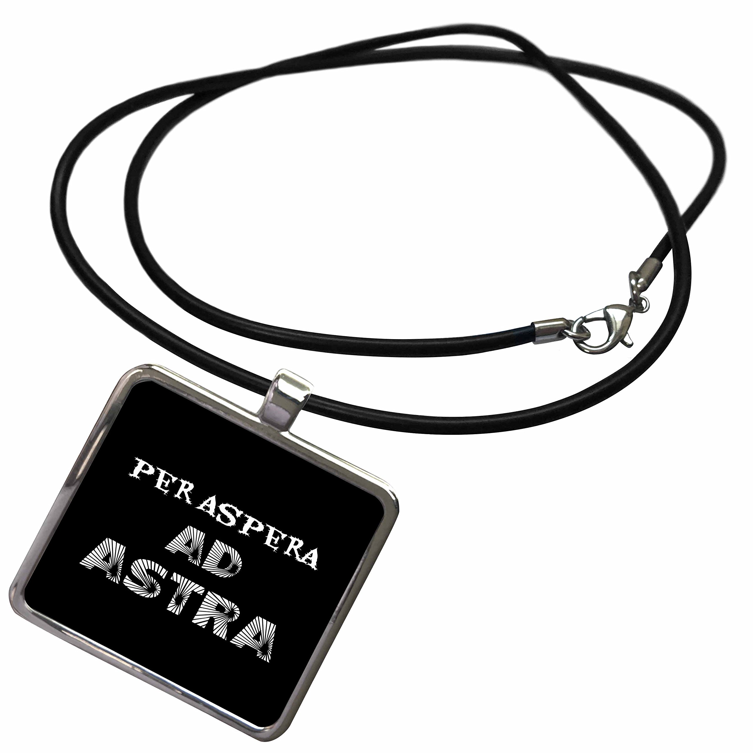 3dRose Stylish Positive Text per aspera ad Astra Against Black... - Necklace with Pendant (ncl_285938)