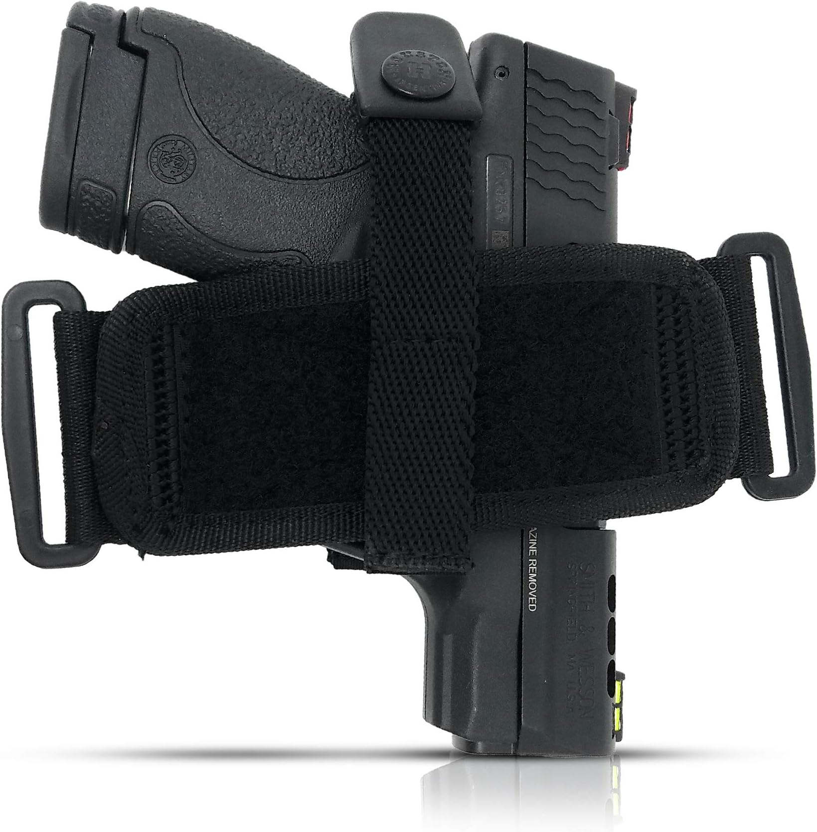 Tactical Pancake Gun Holster Houston - Belt Loop | Nylon Material Concealed Carry | Suede Interior | IWB or OWB | Ambidextrous | Fit: Glock 19 23 32 26 27 33 30 43 42 | M&P Shield, XDs, Taurus PT111