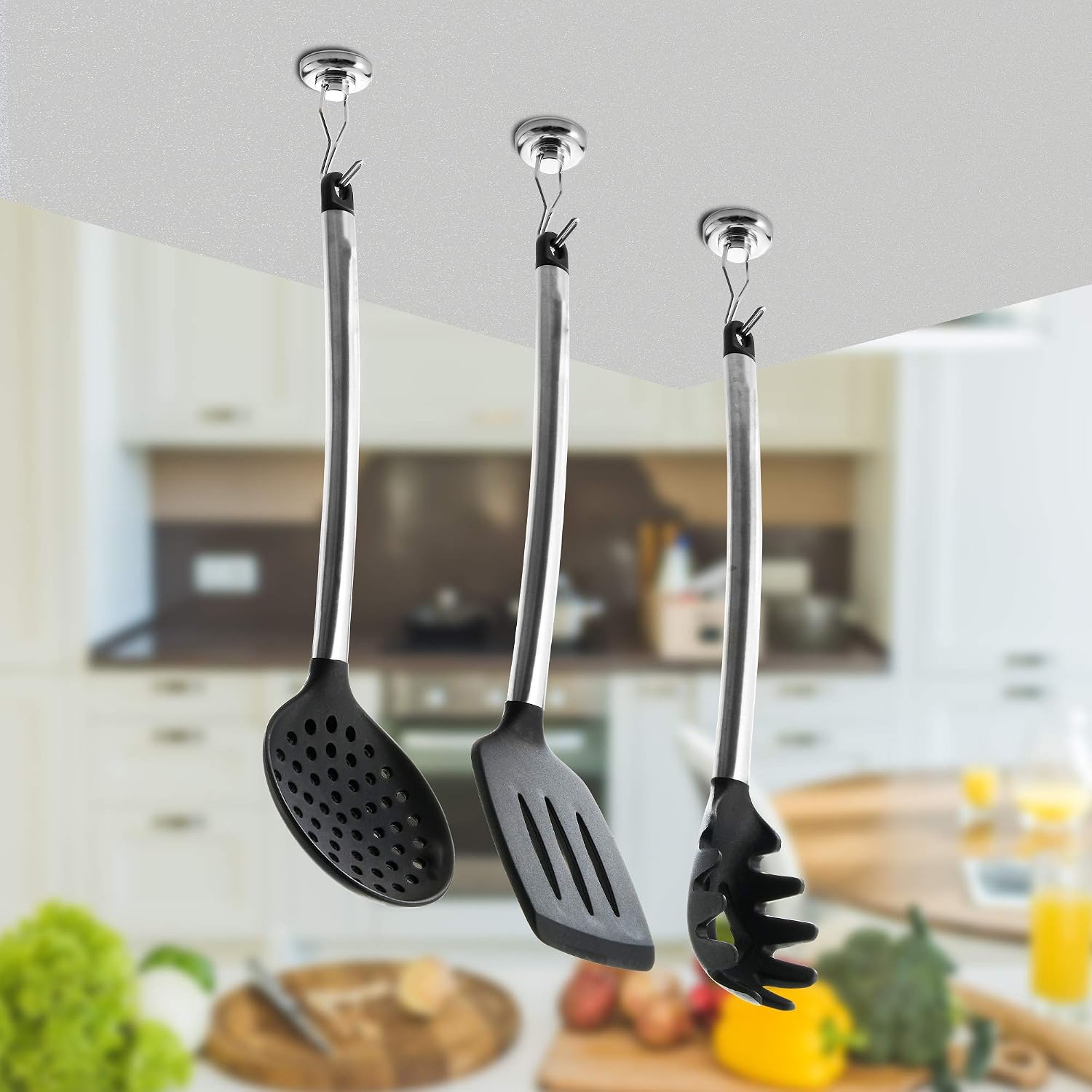 Tec.Mood - 100lb Super Strong Magnetic Hooks - Heavy Duty Rust Resistant Magnet Swivel Hook Hanger 2pcs - Ideal for Indoor/Outdoor Hanging in Home, Kitchen, Workshop, Garage and Offices