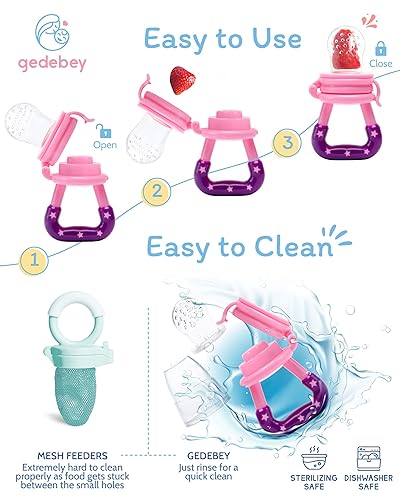 Miniatura 5 de Chupete alimentador de frutas para bebés, paquete de 3, 1 chupete de silicona para bebés y 1 dispensador de cuchara de comida para bebés y 1 cuchara