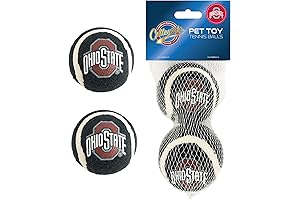Pets First NCAA Ohio State Buckeyes Squeak Tennis Balls for Dogs & Cats