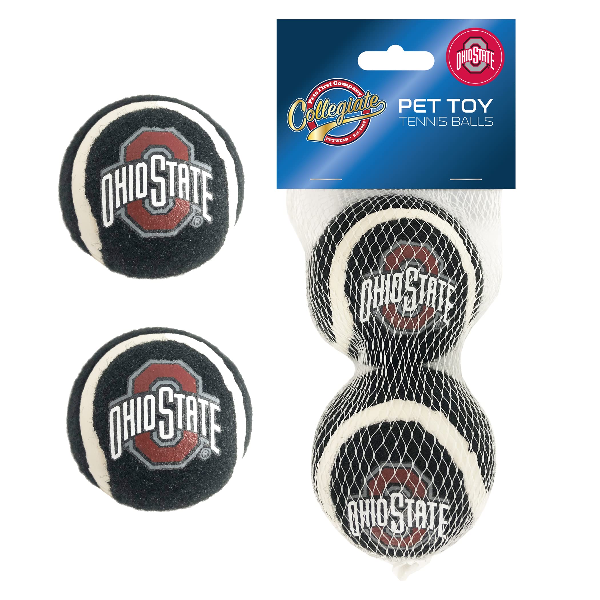 Pets FirstNCAA Ohio State Buckeyes Tennis Balls for Dogs & Cats - 2 Piece Set with Team Logo in Vibrant Team Color, One Size, OH-3189