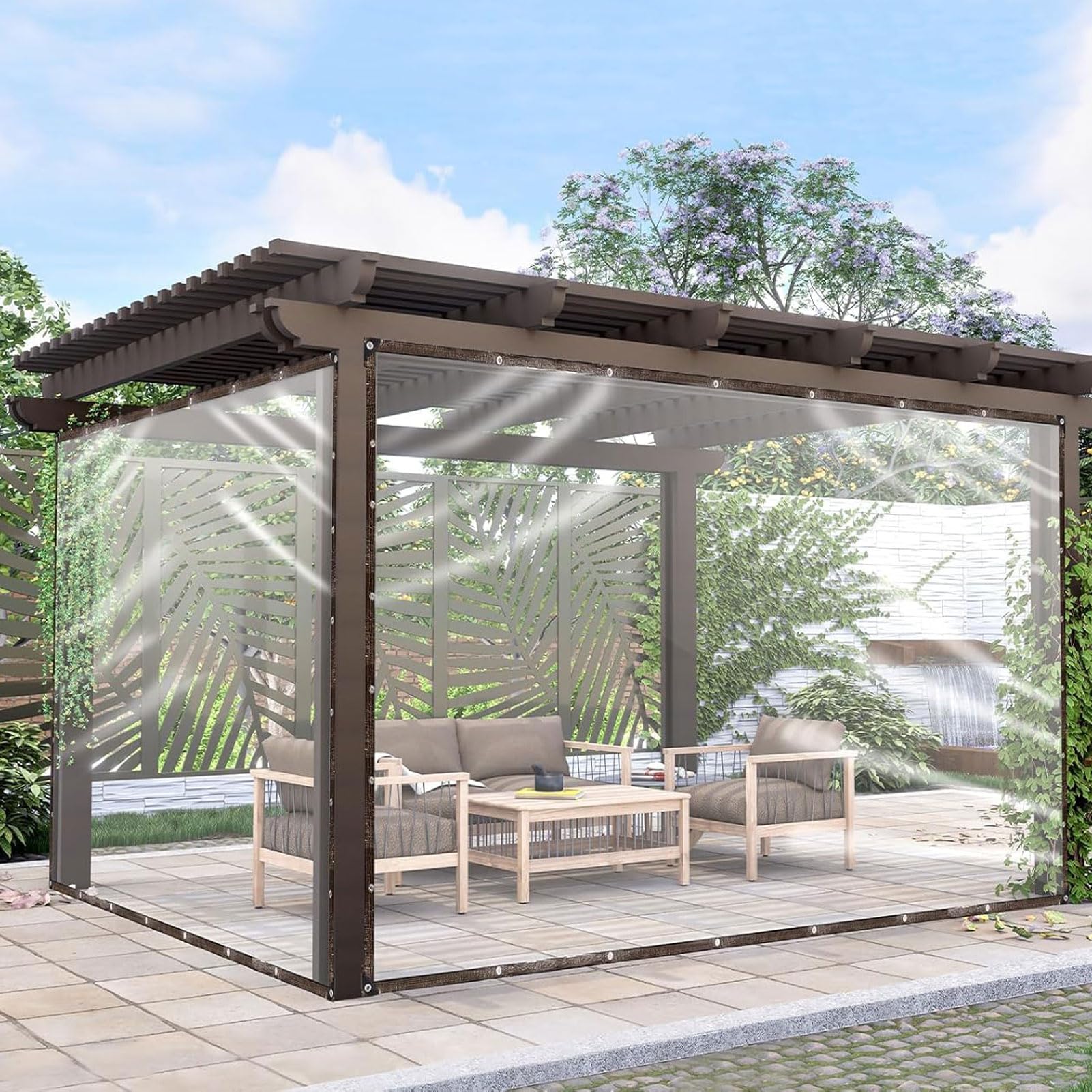 HUHJYUGE Transparente PE Plane Abdeckung mit Metallösen, Wasserfeste Abdeckplane Klar für Outdoor Garten Möbel Gewächshaus Pflanzen Schutz Folie gegen Regen und Schmutz (3x9m)