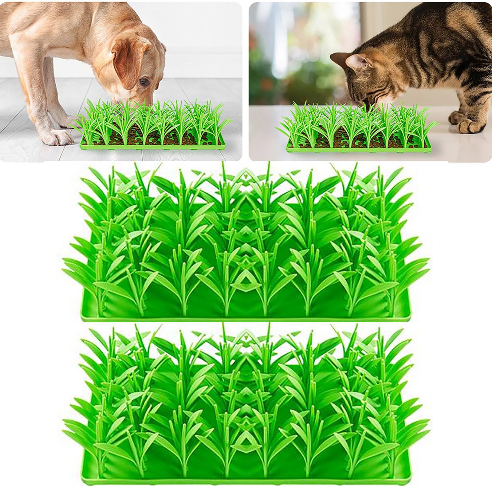 Silikon-Grasmatte Für Katzen - Grünes Gras Silikon Slow Food Matte | Schnüffel Matte Für Katzen | Futter Matte Für Katzen | Katzen Grasmatte Für Hauskatzen | Grasmatte Futterspielzeug Anti-Schlucken G