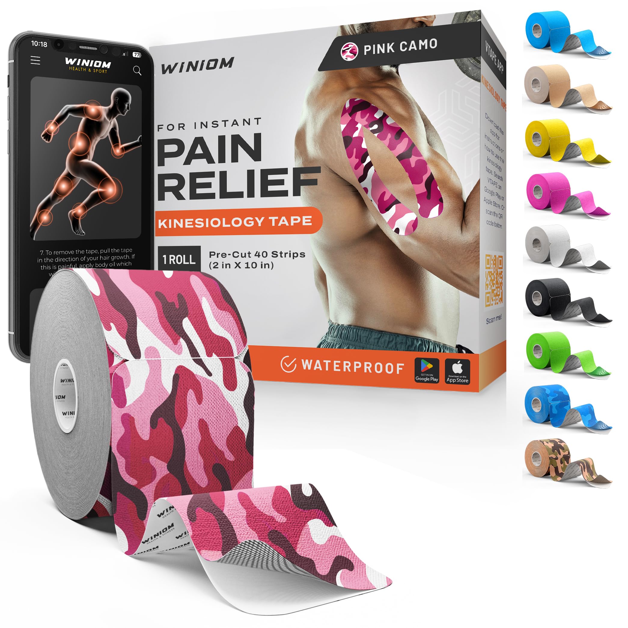 Precut Kinesiology Tape - Waterproof Athletic Tape Roll, 2"x32ft