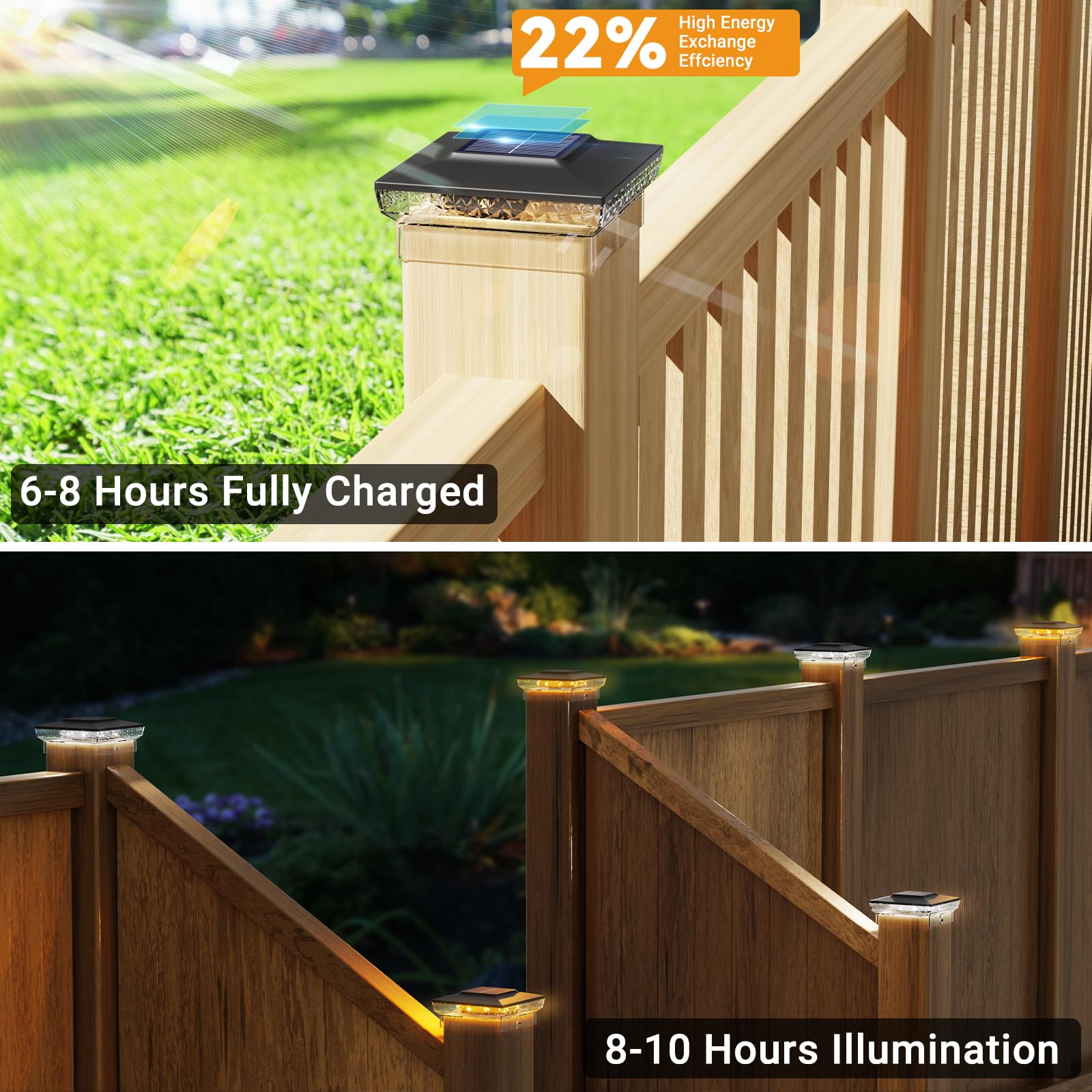 btfarm 2 Pack Solar Post Lights with 16 LED, 2 Modes Fence Post Lights Solar Powered Waterproof - Image 4