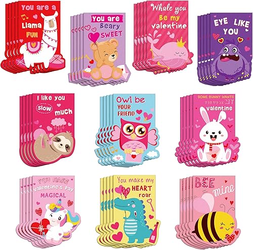 Eaasty 50 marcadores magnéticos de San Valentín para niños, lindos marcadores de página con imán de animales, clips de página con imán de animales