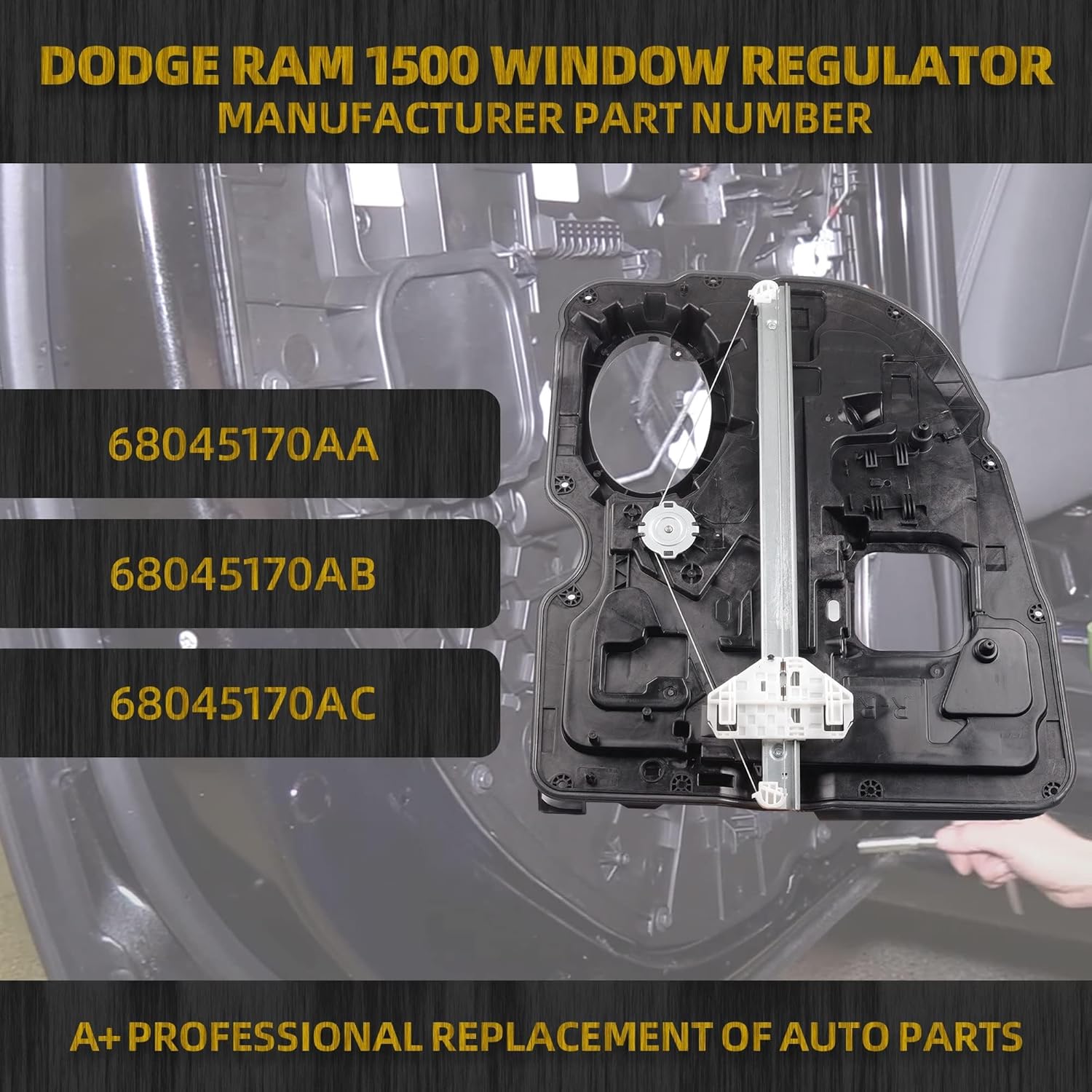 Dasbecan Rear Right Passenger Side Power Window Regulator with Motor Assembly Compatible with Dodge Ram 1500 Pickup 2009-2020 Replaces# 68045170AA 68045170AB 68045170AC Rear Right w/Motor
