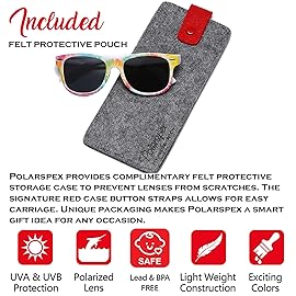 PolarSpex Toddler Sunglasses UV Protection - Unbreakable Kids Polarized Sunglasses with Case for Boys & Girls age 2-8