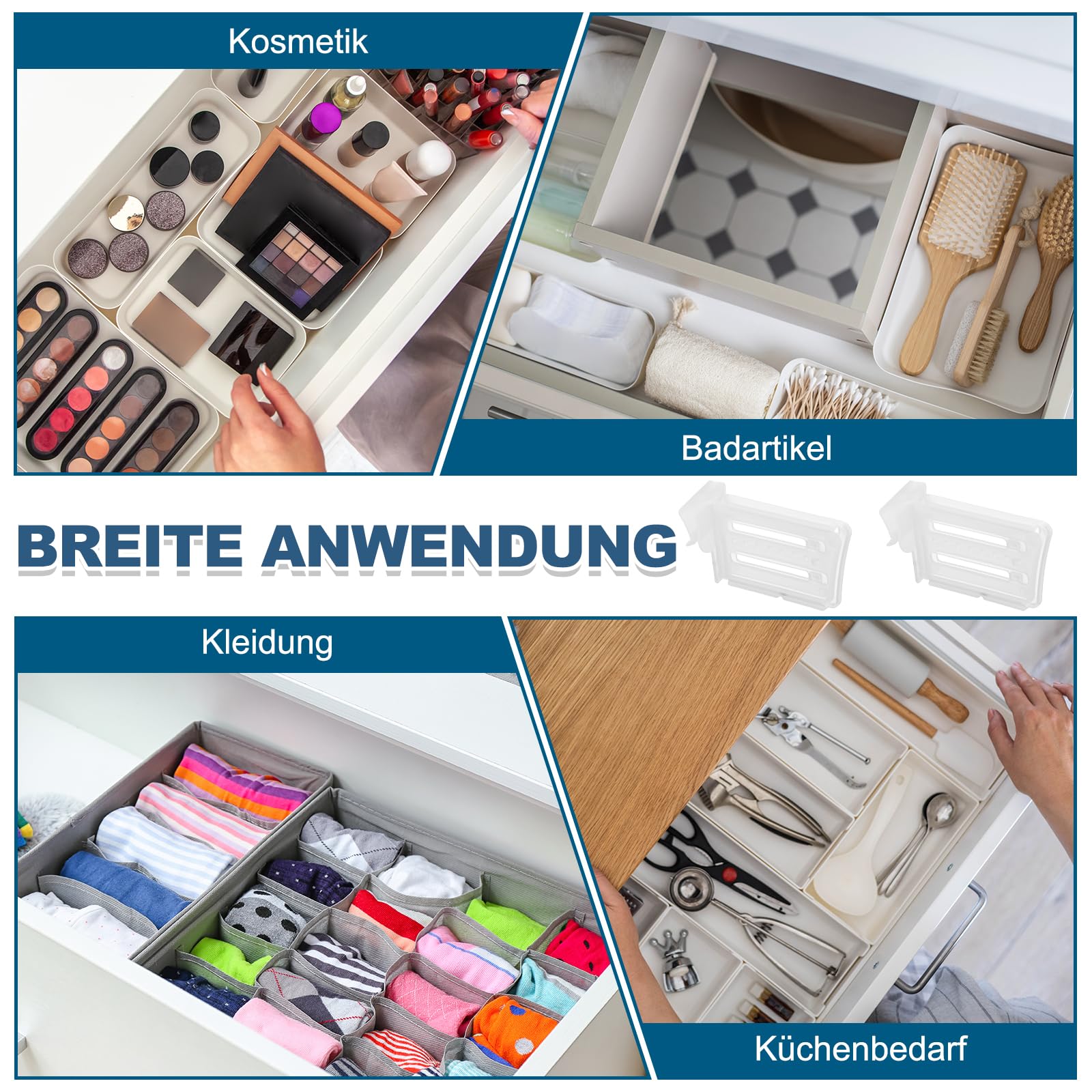 QUARKZMAN 8 Pezzi Divisorio per Frigorifero, Divisori Organizzatori Regolabile Ferma Bottiglie Accessori Vassoi Scaffale Stoccaggio Scaffale Separatori per Cassetti Lattine Birra Bevande