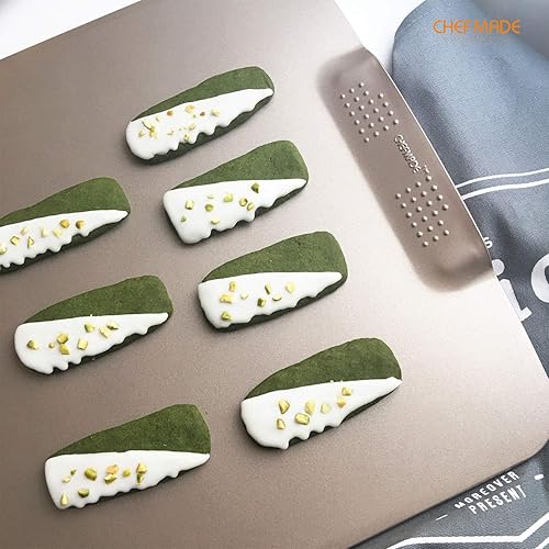 Miniatura 5 de CHEFMADE Bandeja para galletas, 12 pulgadas, agarre con una sola mano, antiadherente, sin marco, para hornear en horno, 11.4 x 12.8 x 0.6 pulgadas