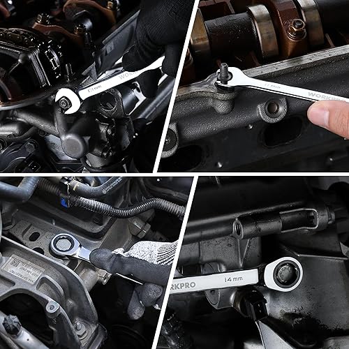 Vista 21 de WORKPRO Ratcheting Wrench Set, SAE, 7-piece Ratcheting Combination Wrench Set, 5/16'', 3/8'', 7/16'', 1/2'', 9/16'', 5/8'', 18/16'', 12-Point, CR-V