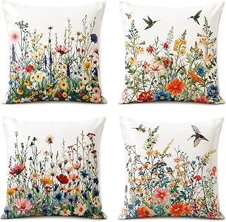 4er Set Outdoor Kissenbezug Wasserdicht 45x45cm Blumen