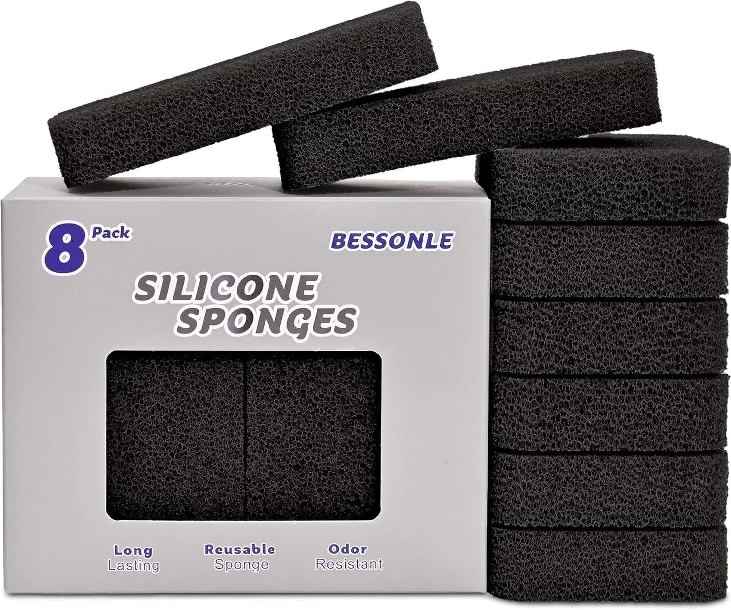 Silicone Scrubbing Spons, Heavy-Duty, Non-Scratch Kitchen Spons -