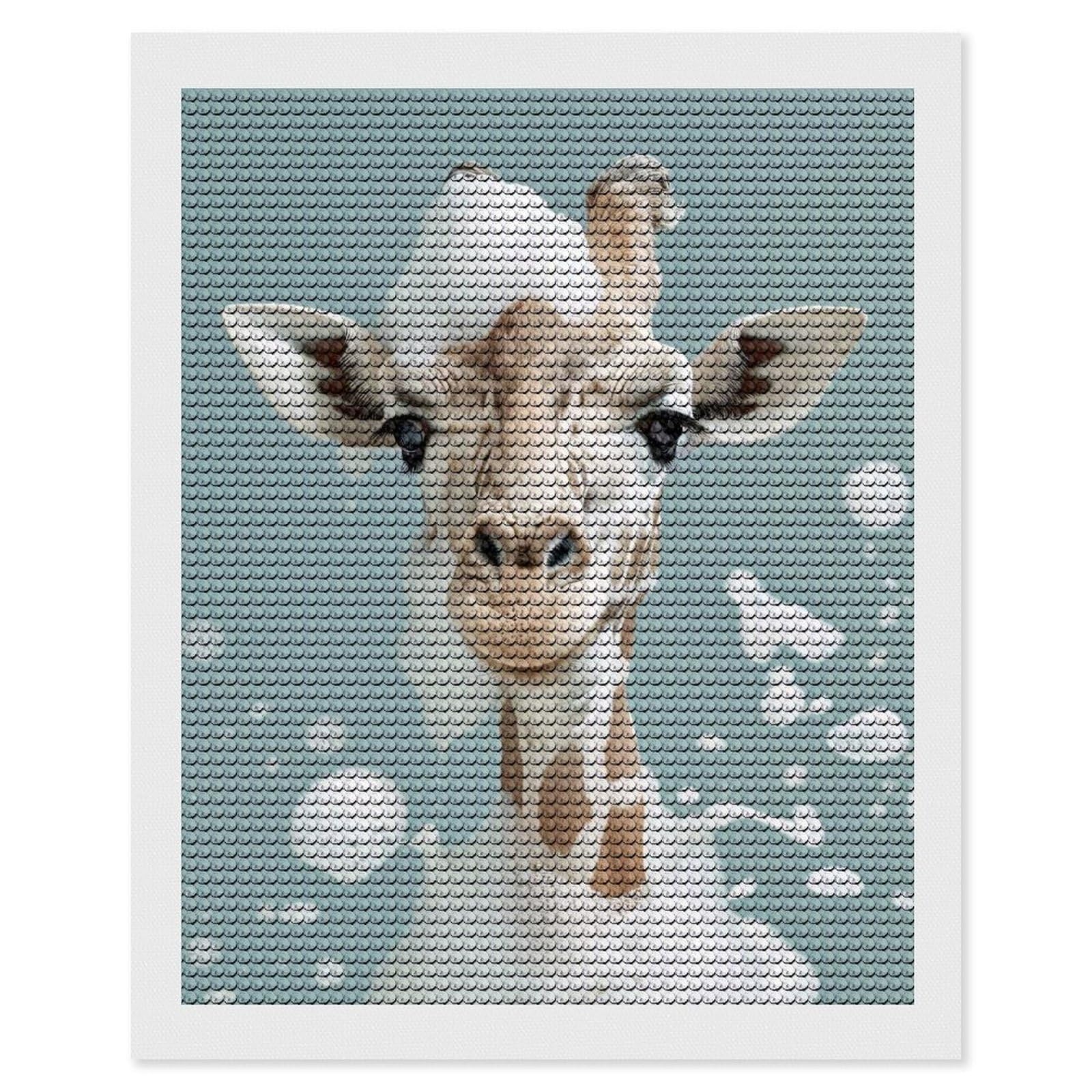 Junmoney Cute Giraffe Taking A Bubble Bath Diamond Art Kit 16"x20", Modern Decor, Farmhouse Decor, Home Wall Art, Festive Craft Gift, Handmade Wall Decor