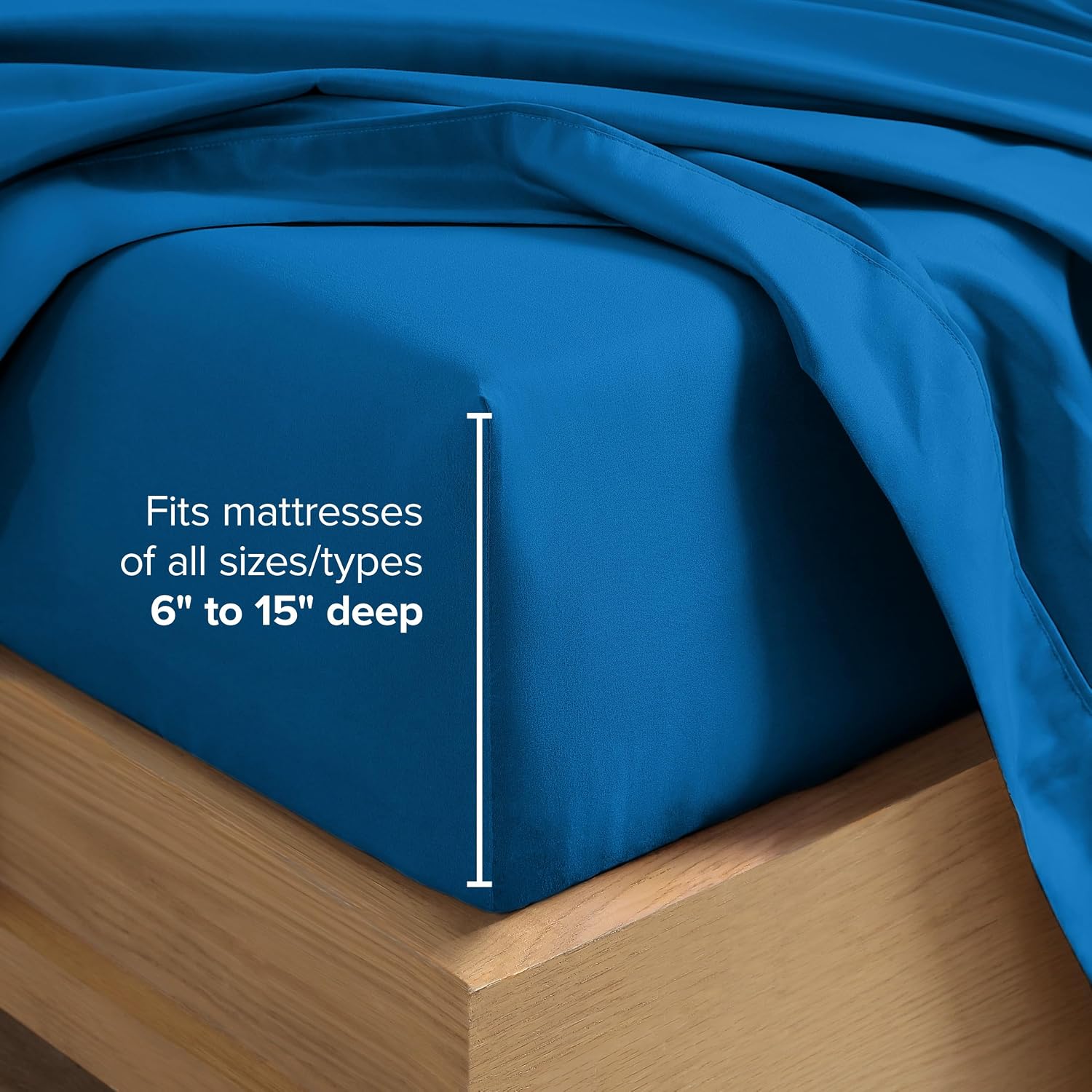 Bare Home Queen Sheet Set - 1800 Ultra-Soft Microfiber Queen Bed Sheets - Double Brushed - Deep Pockets - Easy Fit - 4 Piece Set - Bedding Sheets & Pillowcases (Queen, Medium Blue)