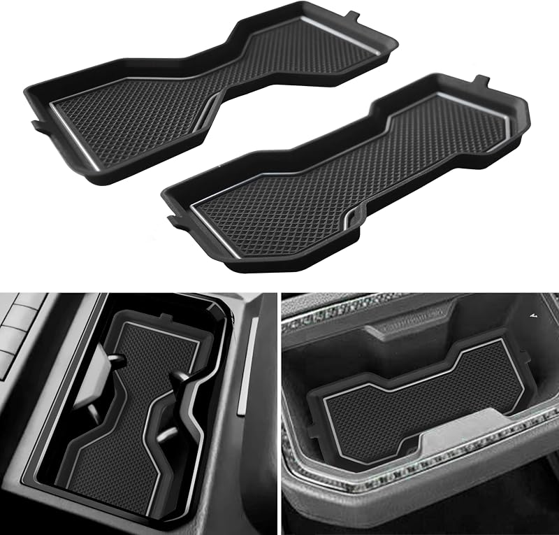 Jogo de Inserções para Porta-Copos em Silicone SENSHINE para Toyota Tacoma 2024–2026, Cinza, 2 peças