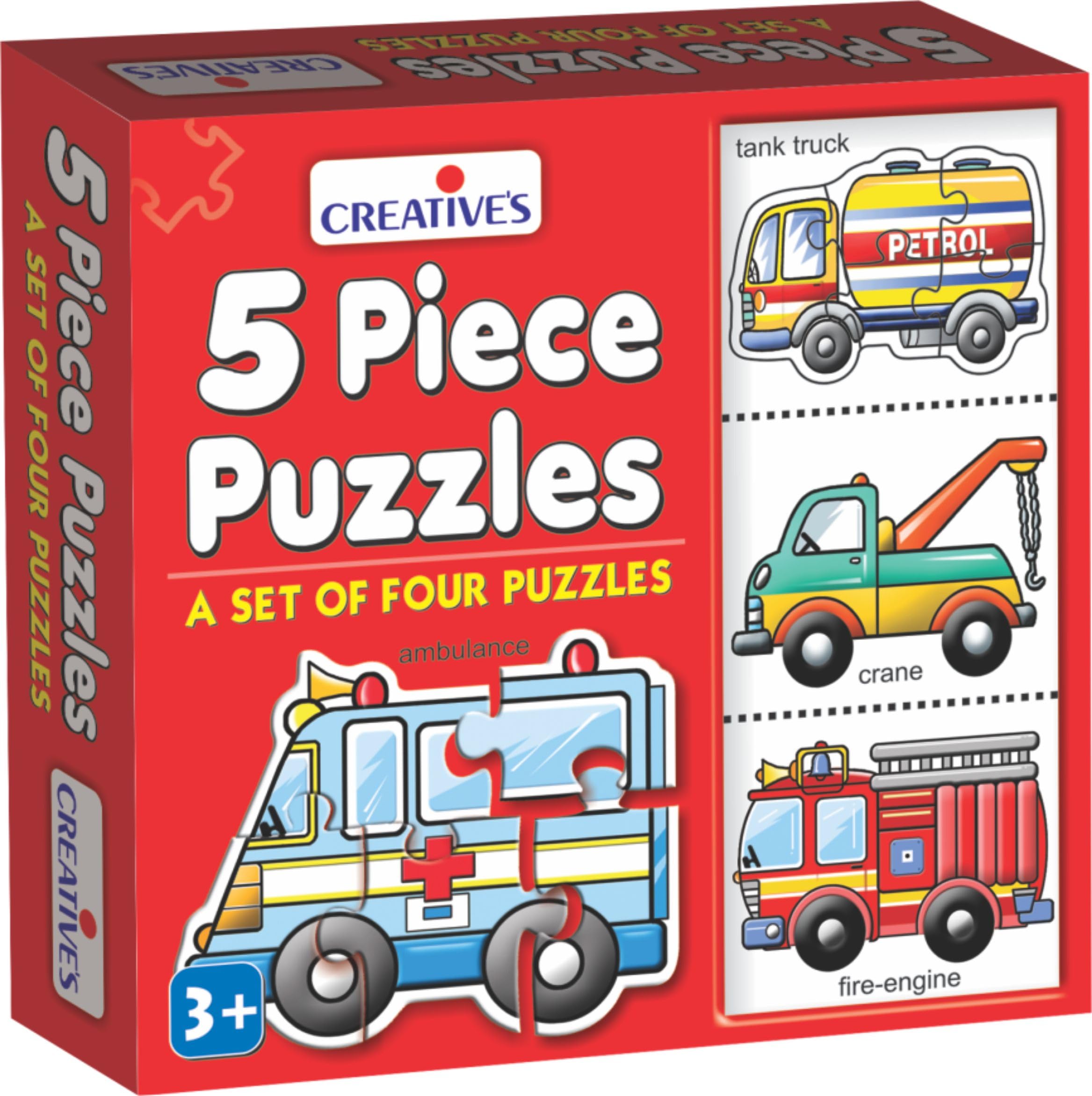 Creatives 5 Piece Puzzles | Educational Jigsaw | Fun With Learning Toy Game | Special Vehicle 5 Piece Puzzles | Knowledge Of Special Vehicle (Tank Truck, Crane, Fire Engine, Ambulance) For Kids 3 &Up (B00930ZU4E) Amazon Price History, Amazon Price Tracker