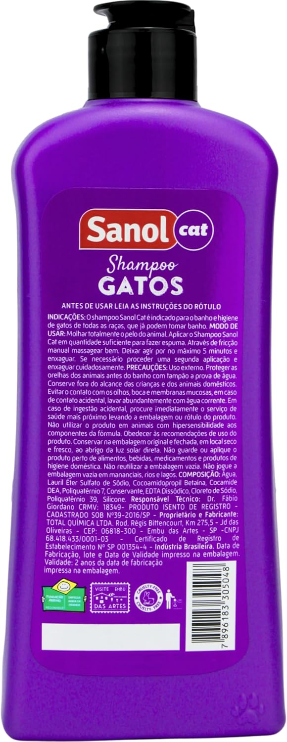 Sanol Dog Shampoo De Pêlos Para Gatos 500 Ml Roxo