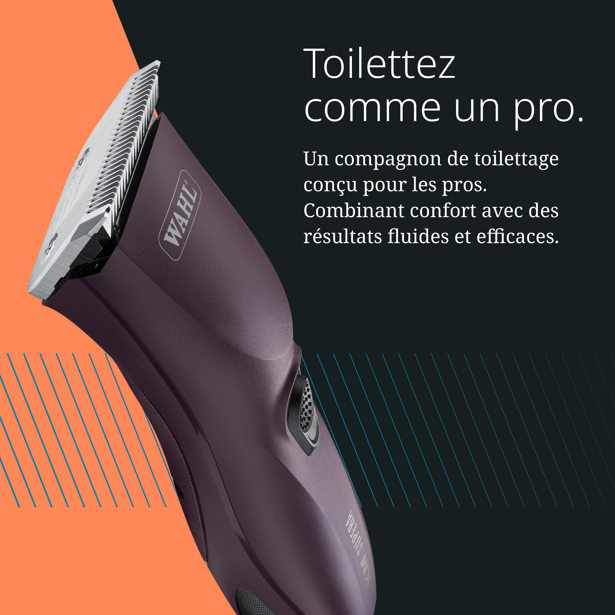 Wahl KM Supera, Tondeuse Sans Fil pour Animaux, Ergonomique | Tondeuse Sans Fil pour Animaux, 2 Batteries Interchangeables, 3000 et 3700 tr/min, Moteur Sans Balais, Légère et Silencieuse