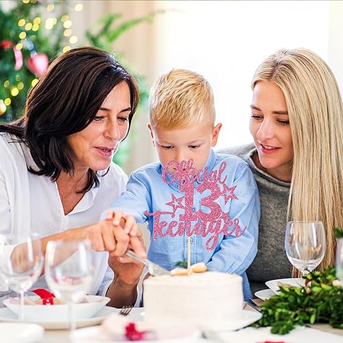 Miniatura 5 de Rsstarxi 1 paquete de 13 decoraciones oficiales para tartas de adolescentes con purpurina número 13 Cheers to 13 años para tartas de cumpleaños 13