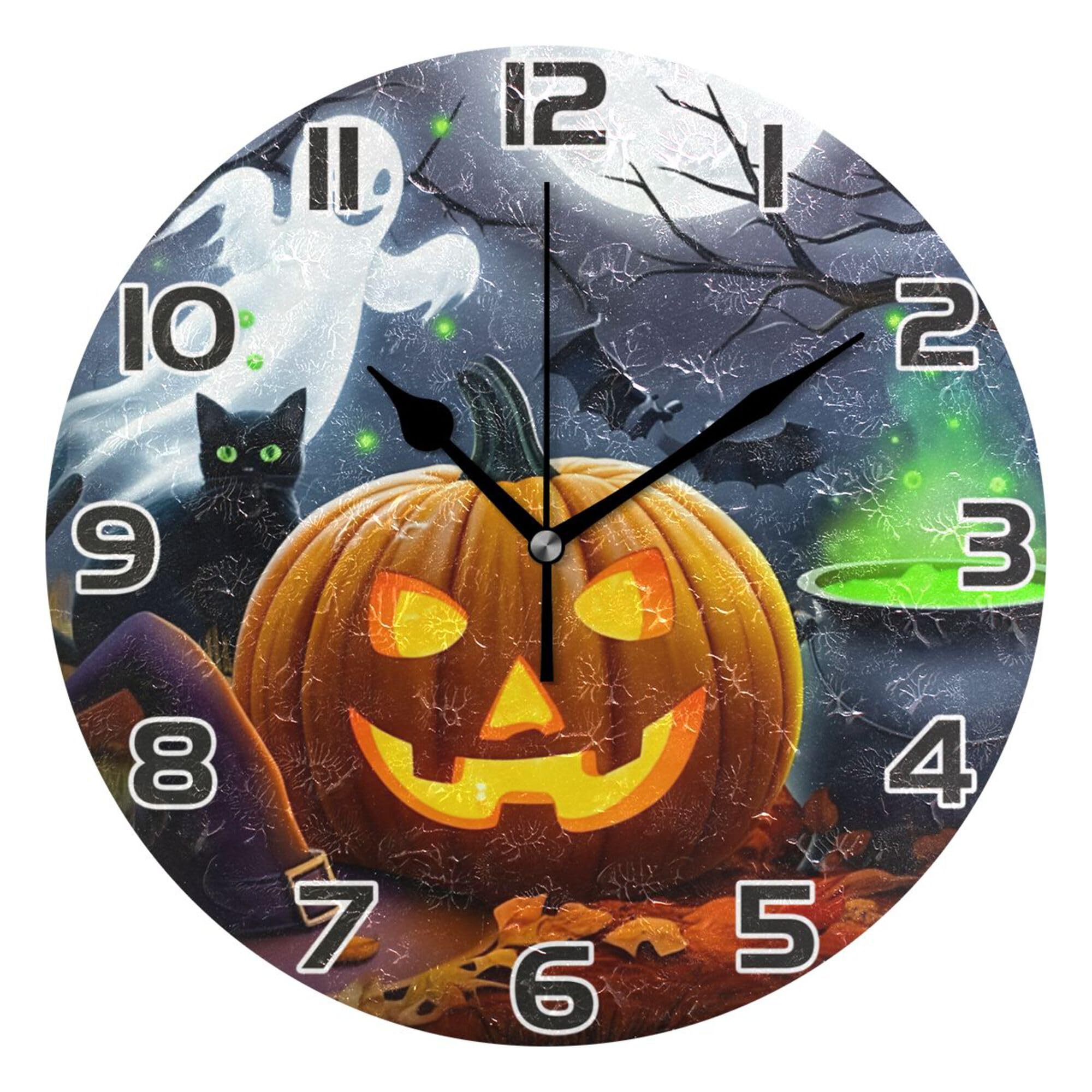 Horloges Murales sans Tic-Tac Fantôme Halloween Plastique 25Cm