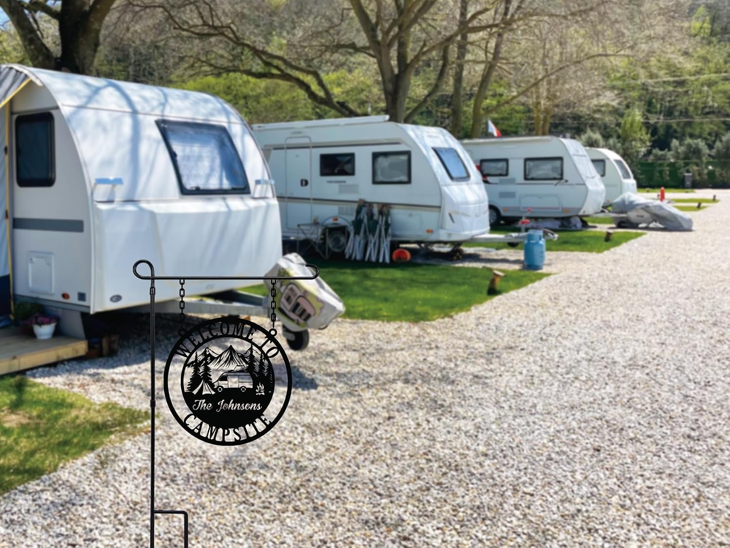 Personalized Welcome to campsite Metal Signs Custom Camper Decor, RV Decor, Custom Campground Sign, gifts for rv owners Hanging Camping Sign, camping decor for camper Yard Sign