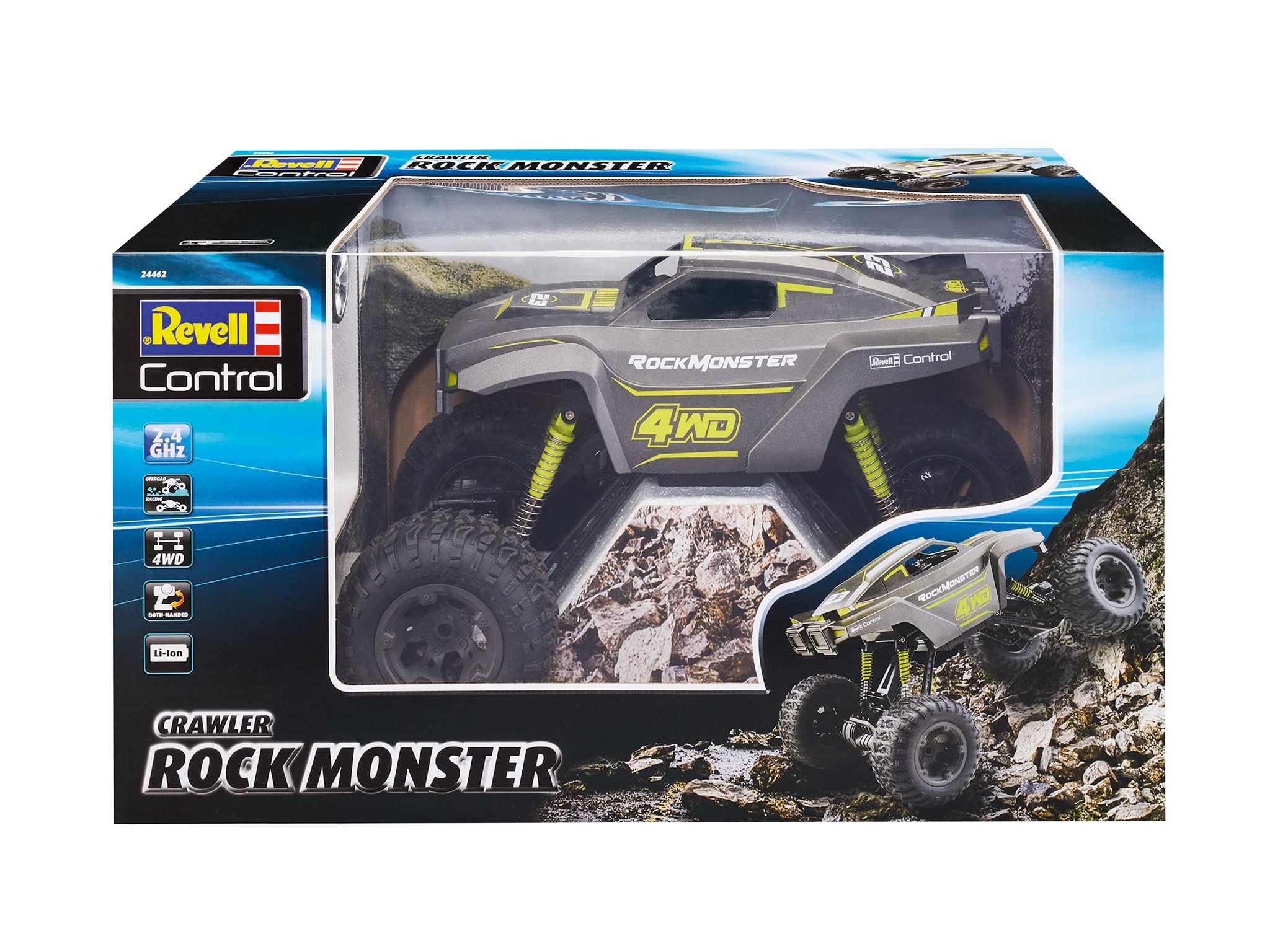 Revell Control RC Crawler Rock Monster I Maßstab 1:14 I Beeindruckende Offroad-Leistung I AWD I Lange Fahrzeiten I Perfekt für spannende Abenteuer für Anfänger und Fortgeschrittene I Ferngesteuert RC
