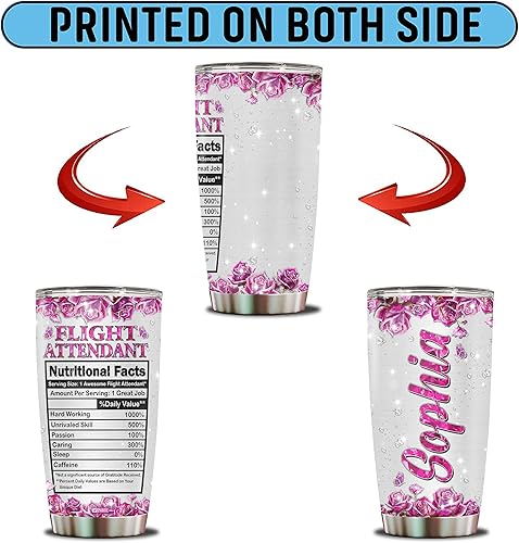 Miniatura 6 de Regalos personalizados de asistente de vuelo para mujeres, esposa, hija, mamá, taza de café aislada de acero inoxidable de 20 onzas, taza de viaje,
