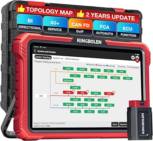 KINGBOLEN K10 Pro Full Systems Mapa de Topología de Escáner de Coche de 10", Herramienta de Escaneo Bidireccional Bluetooth Escáner OBD2, Servicio