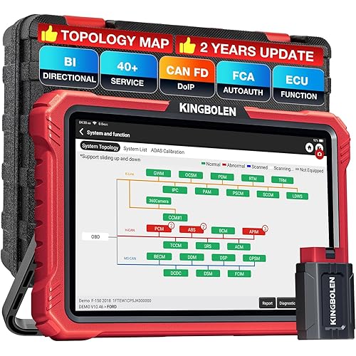 KINGBOLEN K10 Pro Full Systems 10" Car Scanner Topology Map, Bidirectional Scan Tool Bluetooth OBD2 Scanner, 41+ Reset Service, ECU Function, FCA AutoAuth, CANFD & DOIP,2 Years Update, V.A.G Guided