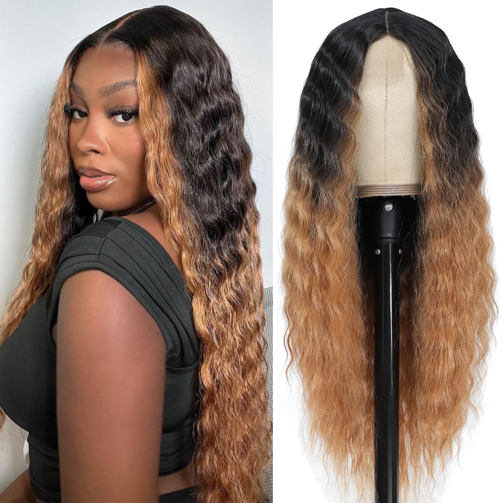 Wig Long sidePart Curly 30+Long on sale Women Lace Front Snow White Side Part Wavy Curly Long Wig  main image 3