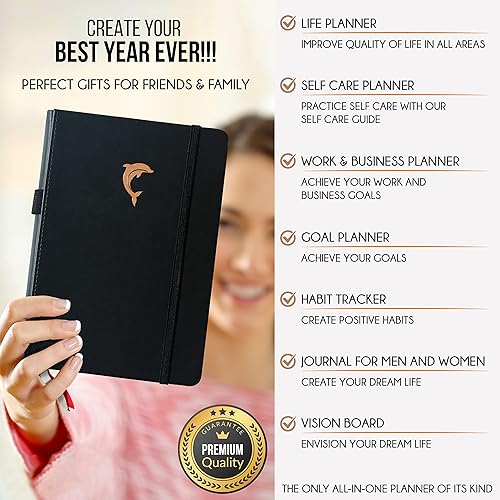 Miniatura 3 de Diario para hombres, agenda diaria, semanal y mensual sin fecha con sección de presupuesto, un viaje de 12 meses para aumentar la productividad y la