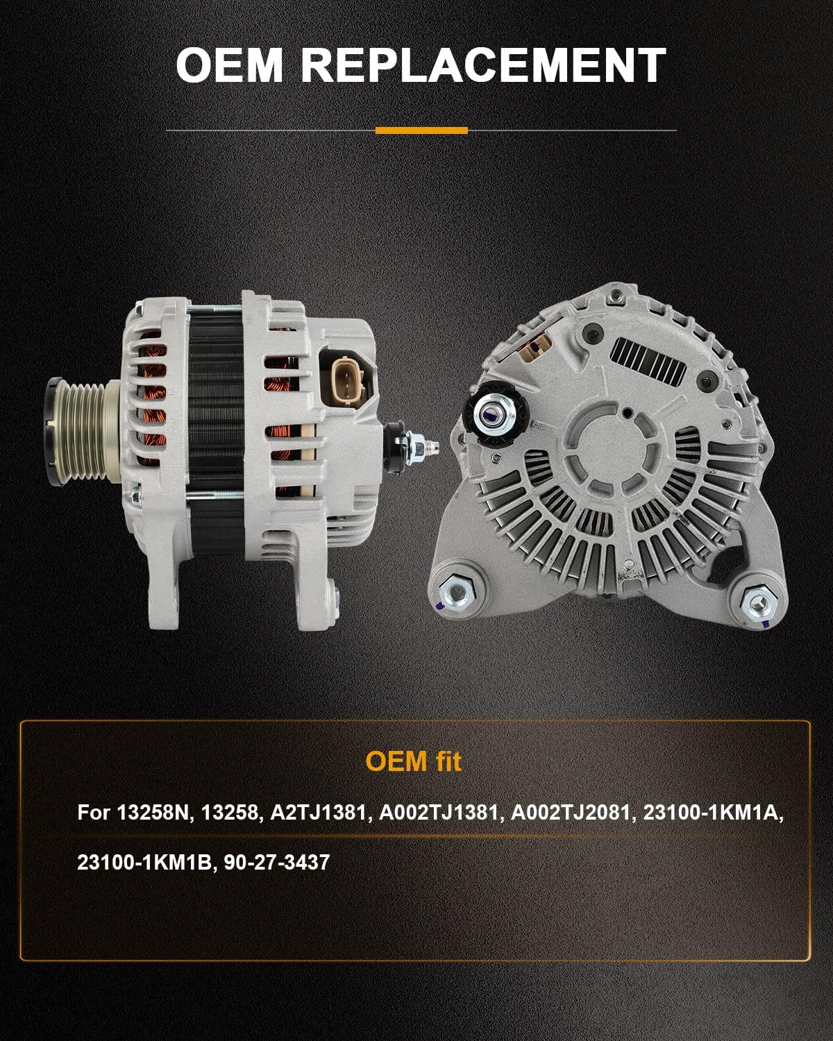 ROADFAR New Alternator Compatible 2012-2017 for Nissan for Juke Advance 1.6L,2013 2014 2015 2016 2017 for Nissan for Juke Exclusive/Nismo 1.6L,2014 for Nissan for Juke Midnight 1.6L, OE 13258