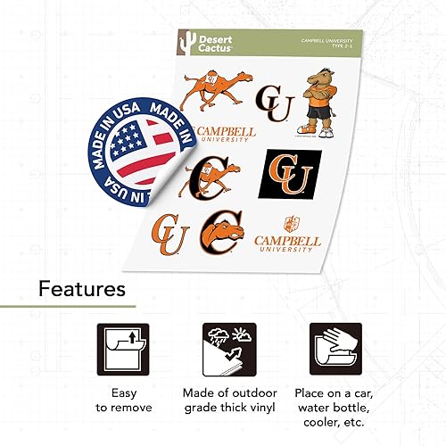Miniatura 4 de Desert Cactus Campbell - Calcomanías de vinilo de la Universidad de Fighting Camels CU para laptop, botella de agua, coche, hoja de recortes T2