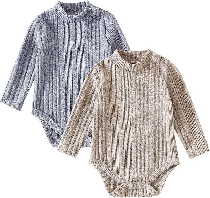 Bodys Bebé Cuello Alto Manga Larga Pack 2