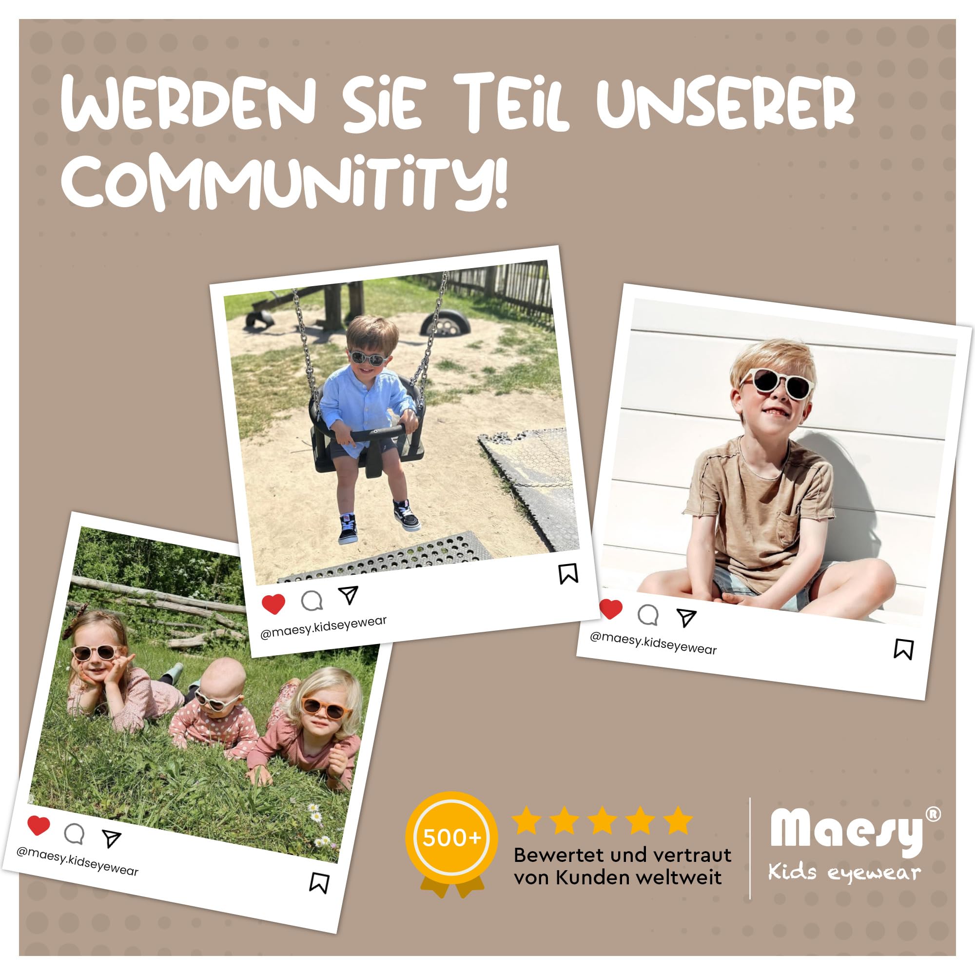 Kinder Sonnenbrille für Kleinkind und Baby - 1-3 Jahre - UV400 Polarisierter Schutz - Flexibler und Biegsamer Rahmen - Verstellbares Gummiband - Sichere und Bequeme Kindersonnenbrille - Luca
