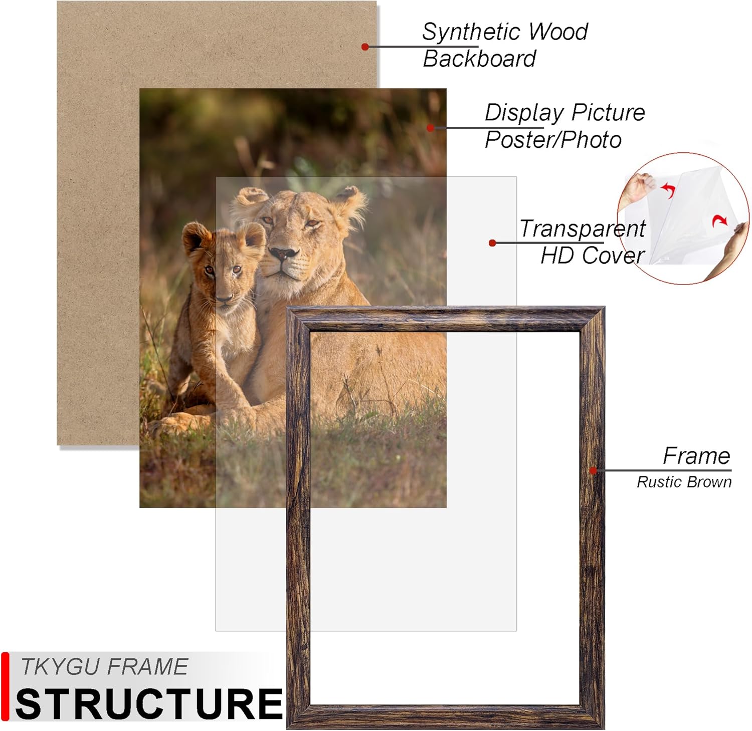 10x12 Picture Frame set of 3,Woode Frame Brown for Wall Hanging, Horizontally or Vertically, 10 x 12 Wall Gallery Poster Photo Frame best gift