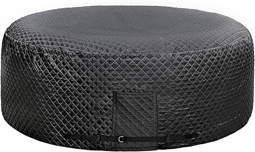 Insulated Inflatable Hot Tub Cover,Round Spa Thermal Cover | with External Heater/Pump Install Door Design,Energy-Saving and Eco-Friendly for Keeping Warm(Black, 83" D x 28" H)