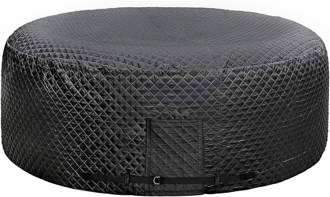 Insulated Inflatable Hot Tub Cover,Round Spa Thermal Cover with External Heater/Pump Install Door Design,Energy-Saving and Eco-Friendly for Keeping Warm(Black,71" D x 28" H)