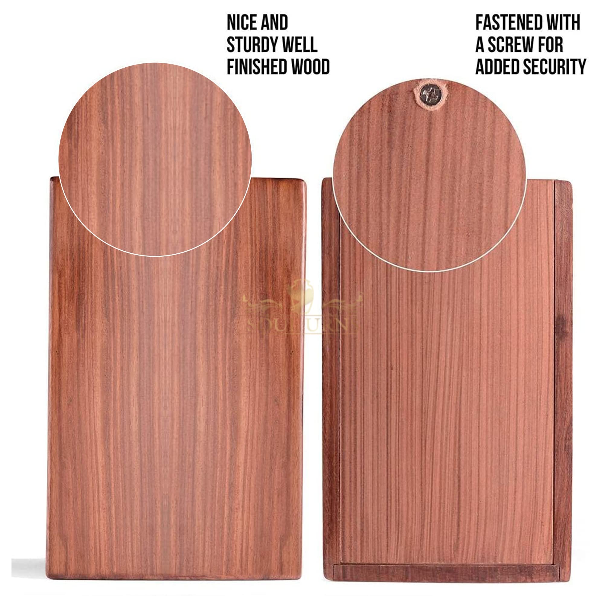 SOULURNS Wooden Cremation Urn For Ashes - Rosewood Finish, Large Capacity (200 Cu In), Engraved Border Design, Secure Lid For Funeral Or Memorial