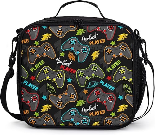 Miniatura 21 de Lonchera de videojuegos para niños, bolsa de almuerzo aislada con control de videojuegos para niños, reutilizable, genial, lonchera portátil con