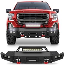 Steel Front Bumper for 2019-2022 GMC Sierra 1500, Textured Black Pickup Truck Bumper w/Winch Plate, Lights, D-rings, License Plate Mount 2019 Not Fit Fit Limited